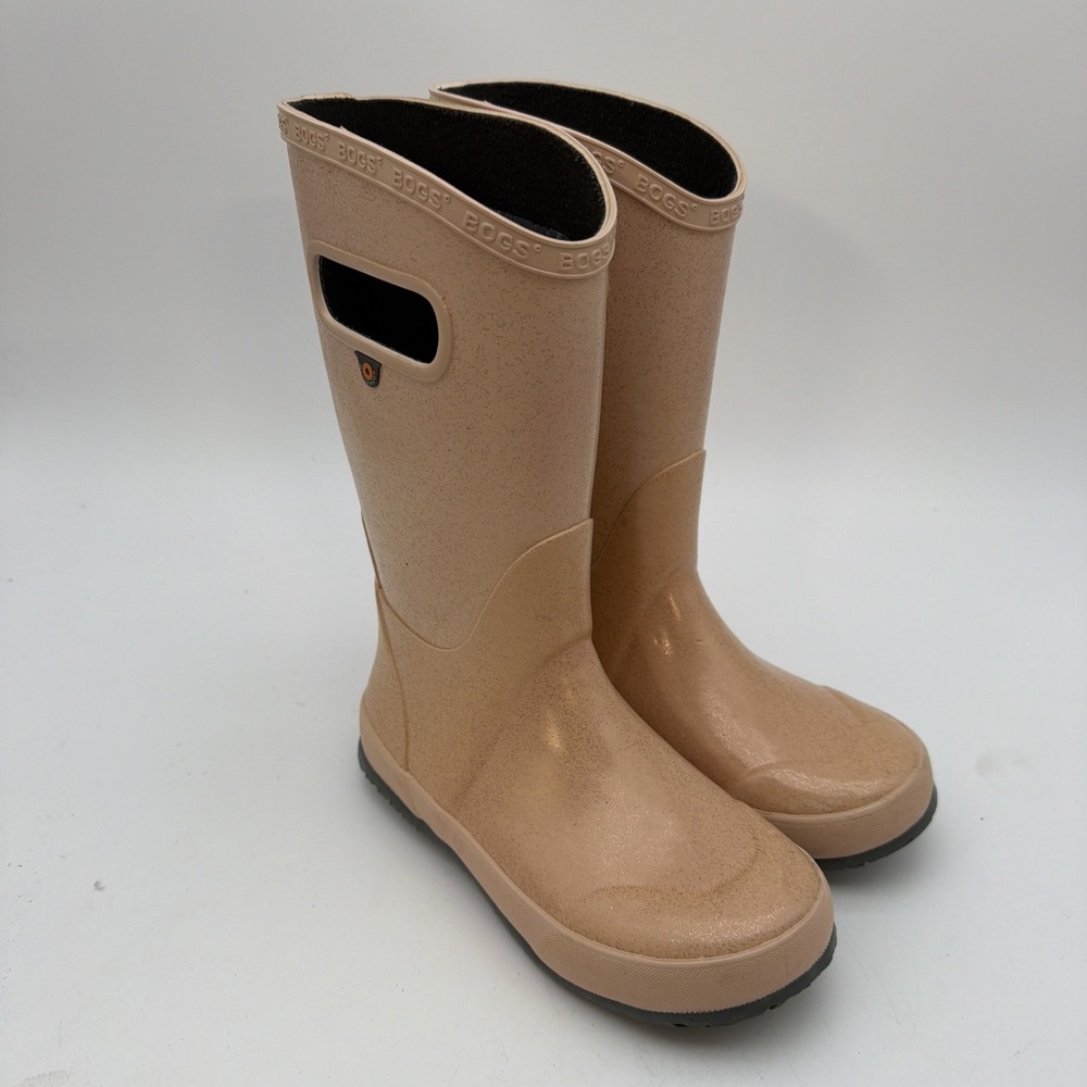 Bogs K RNBT Glitter Girls Rain Boots Youth Size 2 Tan